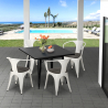 table noire 80x80 + 4 chaises style industriel cuisine restaurant bar century wood black Modèle