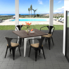 table cuisine restaurant 80x80cm + 4 chaises style bois hustle white top light Réductions