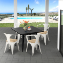 set tavolo cucina metallo nero 80x80cm 4 sedie century black top light Sconti