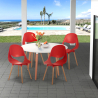 Set runder Tisch 100cm 4 Stühle weiß  skandinavisches Design Midlan Light Sales