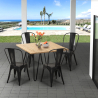 set  tisch 80x80cm  4 stühle küche bar vintage metall holz hedges light Lagerbestand
