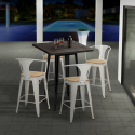 ensemble table haute 60x60cm et 4 tabourets style bar cuisine bruck black top light Réductions