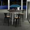 ensemble table haute 60x60cm 4 tabourets bar cuisine bruck white top light Réductions
