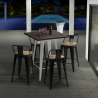 set tisch 60x60cm 4 hocker bar industrie-design rough white Rabatte