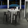 set tavolino alto bar 60x60cm bianco 4 sgabelli vintage rush white Offerta