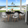 Set rechteckiger Tisch 80x120cm 4 Stühle skandinavisches Design  Flocs Dark Sales