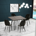 Set Tisch 80x80cm 4 Stühle Industrie Design Kunstleder Bar Küche Wright Dark Rabatte
