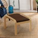 Hocker Nordisches Design Pouf Fußhocker aus Stoff mit Holzbeinen Sylt Modell