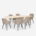 Set 6 sedie design moderno velluto tavolo da pranzo 180x80cm Samsara L3 Sconti