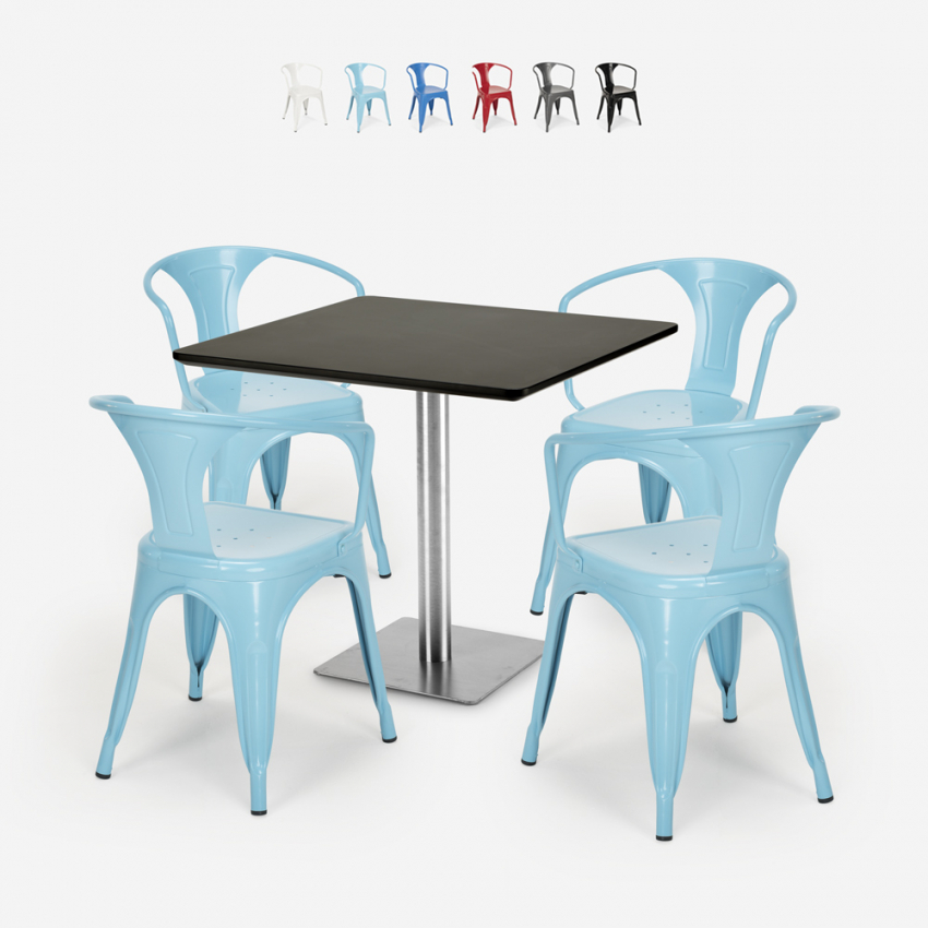 set tavolino horeca bar cucina ristoranti 90x90cm 4 sedie heavy Vendita set tavolino horeca bar cucina ristoranti 90x90cm 4 sedie heavy Vendita