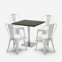 set bar ristoranti 4 sedie tavolino nero horeca 90x90cm just Misure