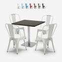 set bar ristoranti 4 sedie tavolino nero horeca 90x90cm just Offerta