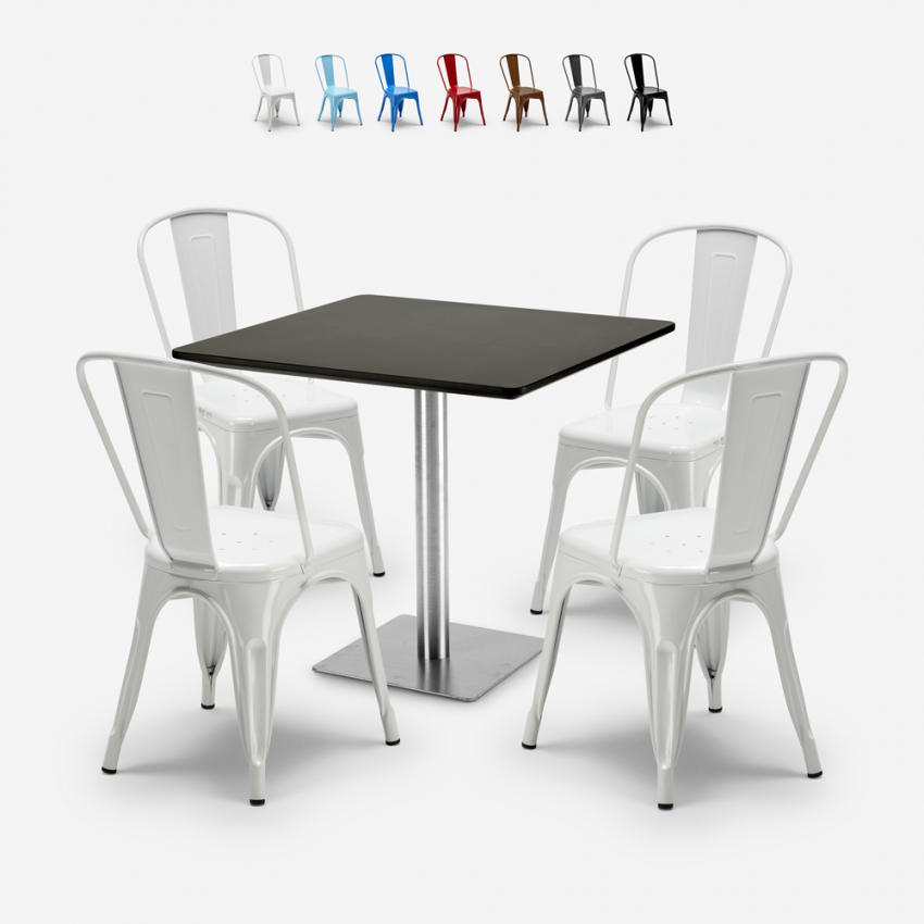 ensemble bar restaurant 4 chaises et table horeca noire 90x90cm just Offre ensemble bar restaurant 4 chaises et table horeca noire 90x90cm just Offre