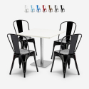 ensemble de 4 chaises style bar restaurant table horeca 90x90cm blanc just white Promotion