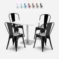 ensemble de 4 chaises style bar restaurant table horeca 90x90cm blanc just white Promotion