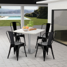 ensemble de 4 chaises style bar restaurant table horeca 90x90cm blanc just white Modèle