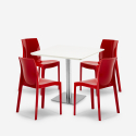 Satz von 4 stapelbaren Barstühlen Restaurant Tisch weiß 90x90cm Horeca Yanez White Maße