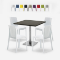 Set 4 sedie polipropilene impilabili tavolino Horeca nero 90x90cm Yanez Black Vendita