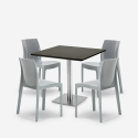Set 4 stapelbare Stühle aus Polypropylen Horeca Tisch 90x90cm Yanez Schwarz Maße
