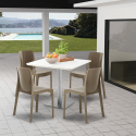 Satz von 4 stapelbaren Barstühlen Restaurant Tisch weiß 90x90cm Horeca Yanez White Eigenschaften