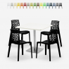 Lot De 4 Chaises Empilables Polypropylène Table Blanc 90x90cm Horeca Dustin White 