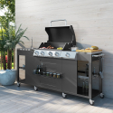 Barbecue à gaz en inox 4 + 1 brûleurs avec évier et étagères Tartara fr Offre