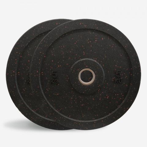 2 x 5 kg dischi gomma pesi cross training bilanciere olimpico Bumper HD Dot Promozione