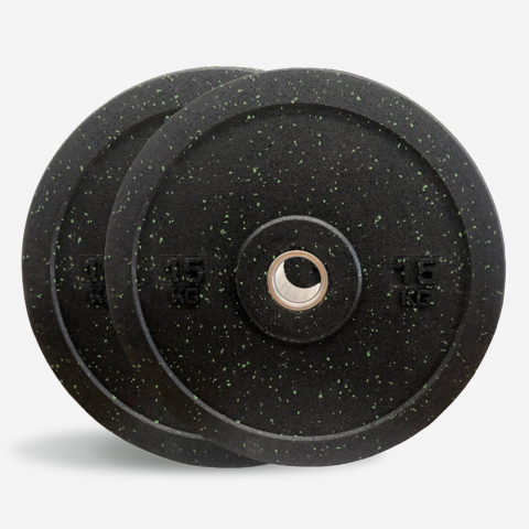 2 x 15 kg Scheiben Gummi Gewichte Crosstraining Olympische Langhantel Bumper HD Dot