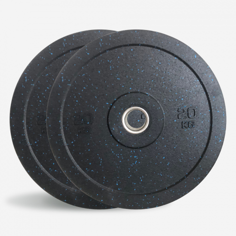 2 x 20 kg dischi gomma pesi cross training bilanciere olimpico Bumper HD Dot Promozione