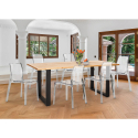 Set 6 sedie design trasparente tavolo da pranzo 180x80cm industriale Vice Vendita
