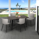 set tavolo da pranzo 120x60cm design industriale 4 sedie ruler Stock