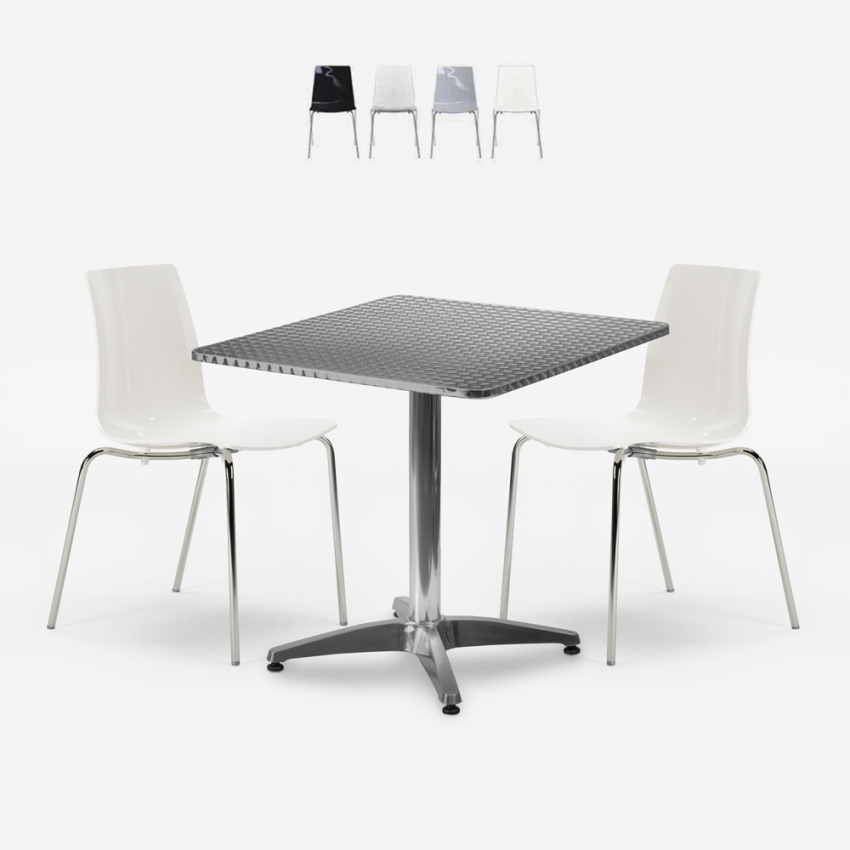Set tavolo quadrato apribile 70x70cm acciaio 2 sedie esterni Mores Promozione Set tavolo quadrato apribile 70x70cm acciaio 2 sedie esterni Mores Promozione