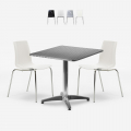 Klappbares quadratisches Tischset 70x70cm aus Stahl mit 2 Stühlen für draußen Mores Aktion
