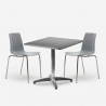 Set tavolo quadrato pieghevole 70x70cm acciaio 2 sedie esterno Mores Scelta