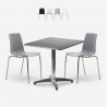 Set tavolo quadrato pieghevole 70x70cm acciaio 2 sedie esterno Mores Offerta