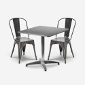 ensemble 2 chaises style industriel table carrée acier 70x70cm caelum Promotion