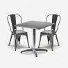ensemble 2 chaises Lix style industriel table carrée acier 70x70cm caelum Promotion