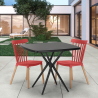 Set 2 sedie design moderno tavolo quadrato nero 70x70cm Roslin Black Stock