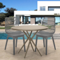 Set 2 Stühle runder Tisch 80cm beige modernes Design Außen Bardus Maße