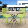 Ensemble 2 Chaises Polypropylène et 1 Table Carrée Beige 70x70cm jardin Cuisine Restaurant Design Cevis 