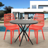 Set tavolo rotondo 80cm nero 2 sedie polipropilene Bardus Dark Misure
