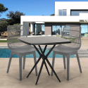 Set tavolo quadrato 70x70cm nero 2 sedie design moderno Cevis Dark Acquisto