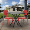 Table carré noir moderne 70x70cm + 2 chaises design Wade Black Catalogue