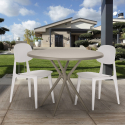 Design runder Tisch 80cm beige 2 Stühle Berel Verkauf