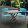 Ensemble Table Carrée 70x70cm Noire et 2 Chaises Extérieur Design pour jardin bar restaurant Regas Dark Prix