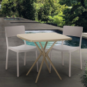 Ensemble 2 Chaises et 1 Table Carrée Beige 70x70cm Polypropylène Design pour jardin terrasse bar restaurant Regas Modèle