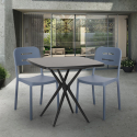 Set 2 Stühle quadratischer Tisch 70x70cm schwarz modernes Design  Larum Dark Verkauf