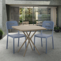 Ensemble Table Carrée Beige Polypropylène 70x70cm et 2 Chaises Design pour jardin restaurant bar Larum Réductions