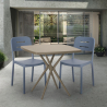 Ensemble Table Carrée Beige Polypropylène 70x70cm et 2 Chaises Design pour jardin restaurant bar Larum Réductions