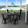 table carrée + 4 chaises en métal style industriel soho Vente